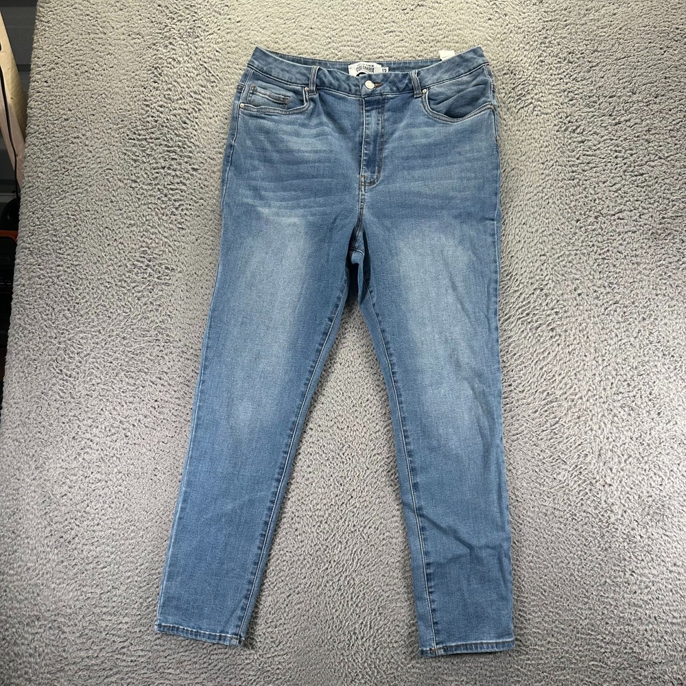 Refuge Jeans Womens 13 Blue Cotton Denim Tapered Travel Workwear Faded Stretch